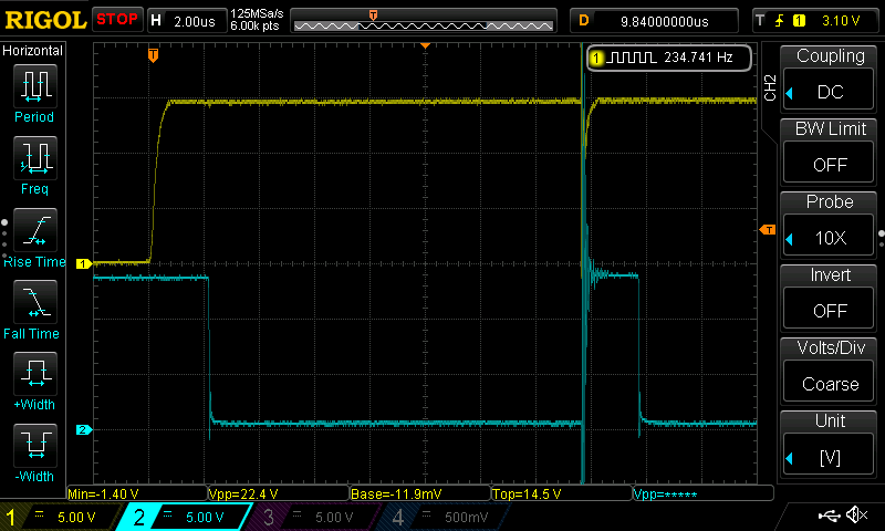 Easy Ignition z NE555, czas pojawienia się iskry po rozwarciu przerywacza.